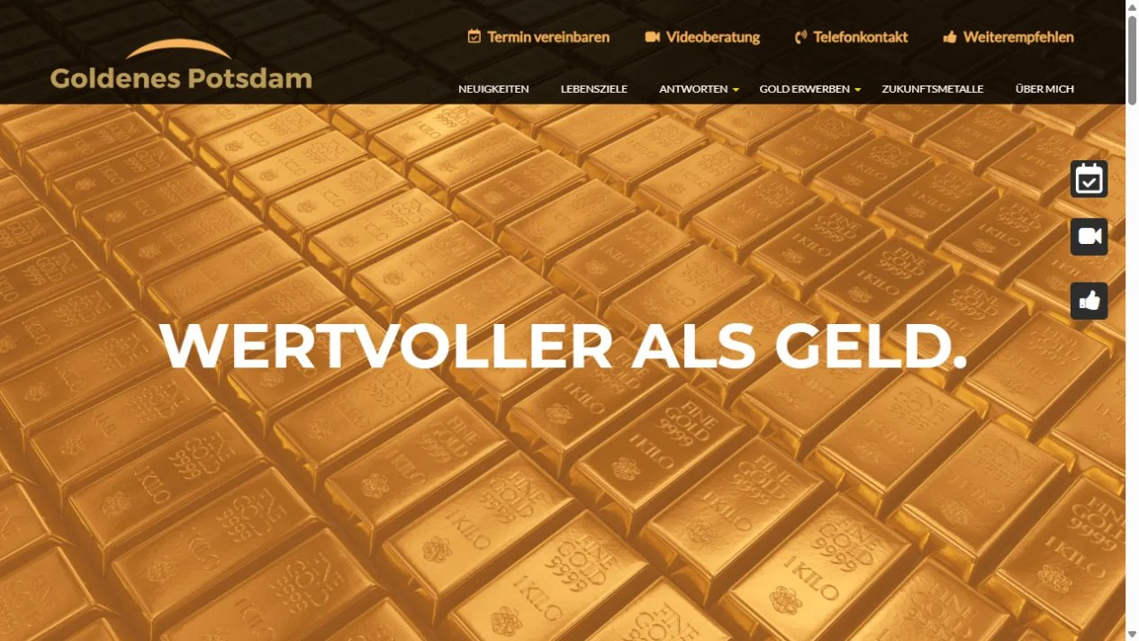 Screenshot der Website Goldenes Potsdam